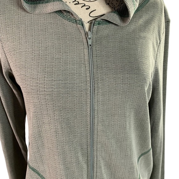 Serene Knit Hoodie Jacket Olive Green Front Zip Pockets Polyester Blend Women L - Picture 2 of 9